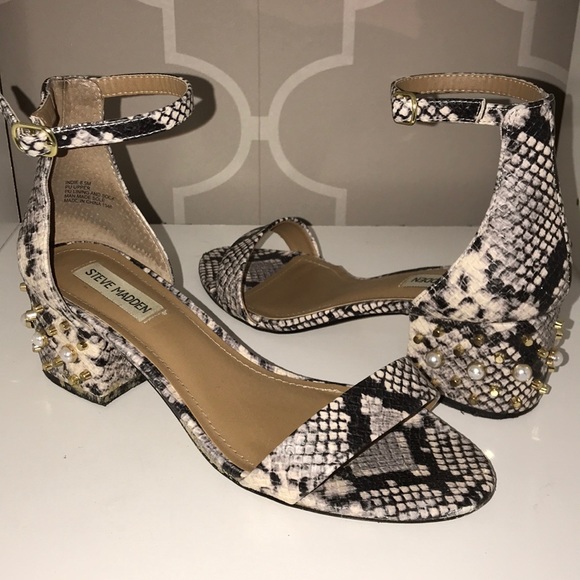 snake block heel sandals